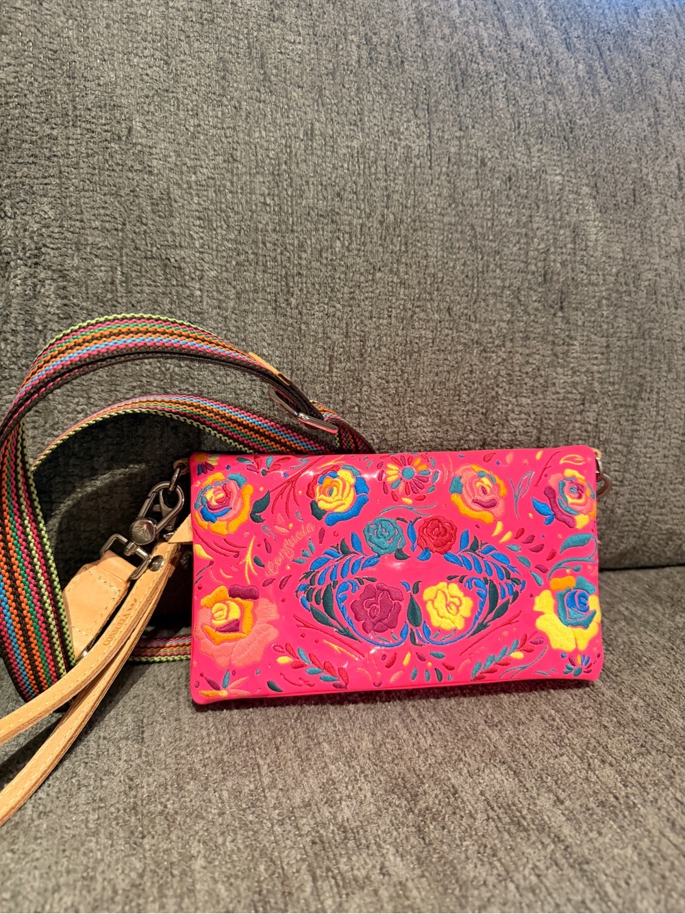 Consulea uptown Vibrant Pink Floral Crossbody Bag